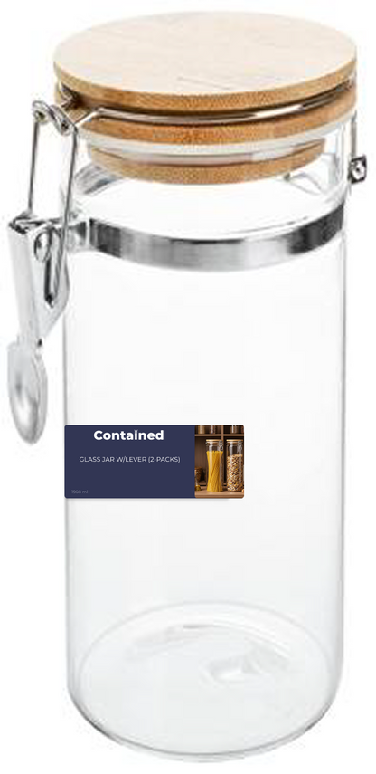 2 PC GLASS JAR W/ LEVER 1900ML