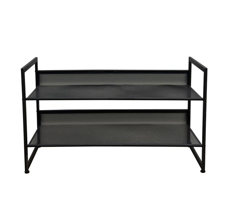 2-TIER STACKABLE MESH METAL SHOE RACK