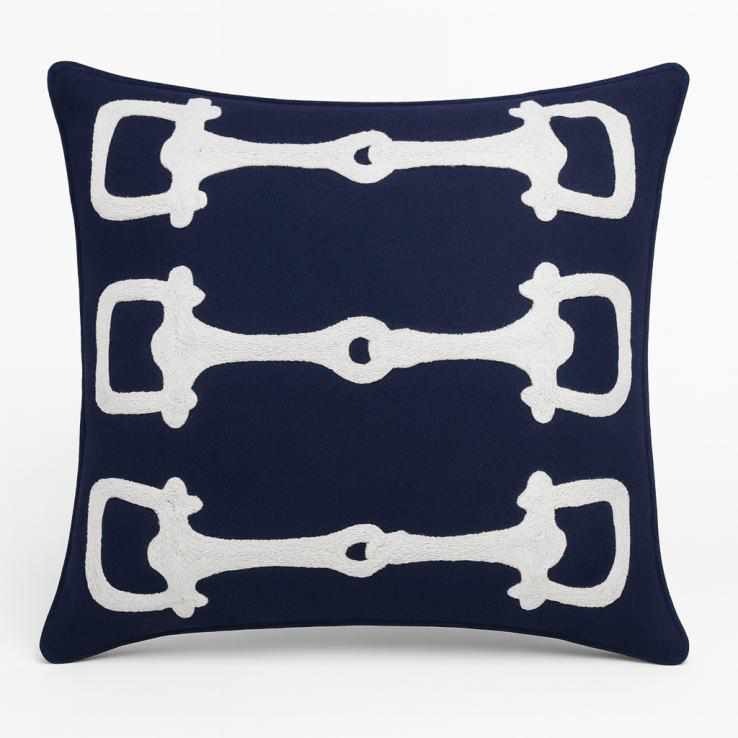 BUCKLE MOTIF EMBROIDERY DEC CUSHION