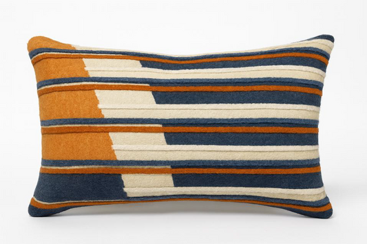 STRIPED CHENILLE EMBROIDERY DEC CUSHION