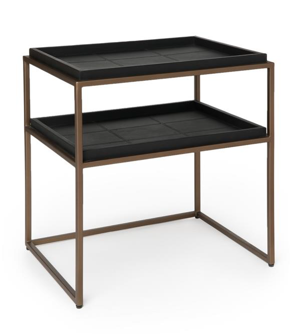 MINIMALIST 2 TIER LEATHER TRAY SIDE TABLE