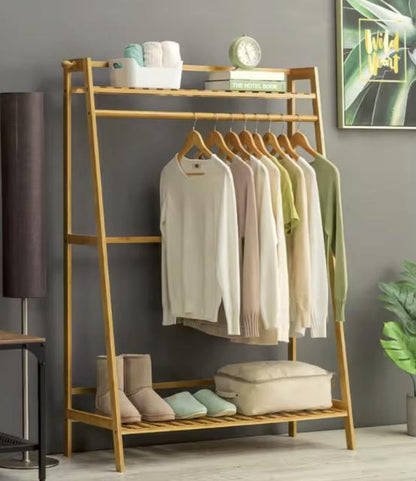 Clothing Rack Bamboo With Shelf 51.2Inch