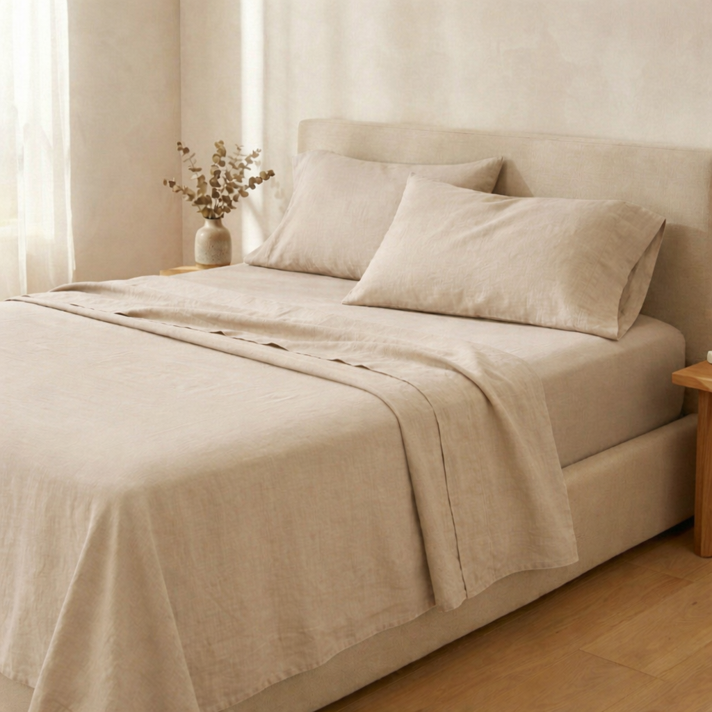 COTTON LINEN BLEND SLD SHEET SET