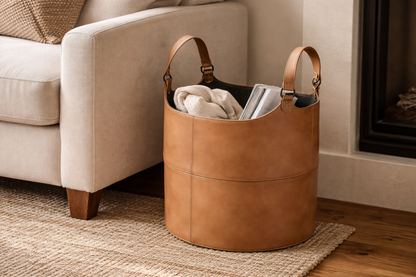 NOMAD LEATHER STORAGE BASKET