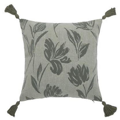 PALM LANE FLORAL JACQUARD LINEN COTTON CUSHION