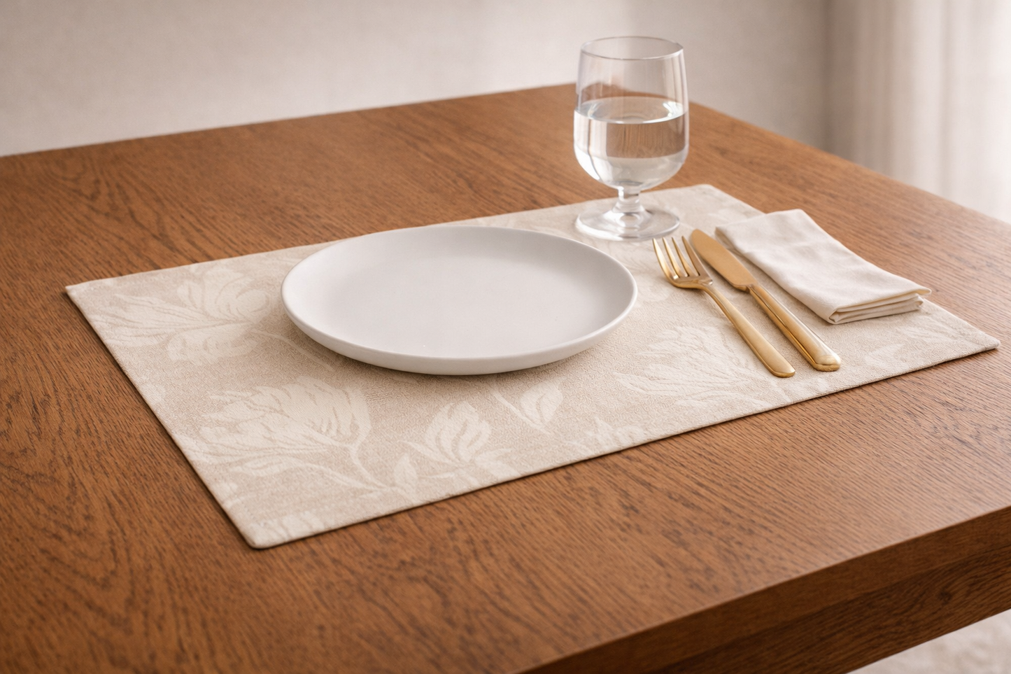 PALM LANE FLORAL JACQUARD LINEN COTTON TABLE PLACEMAT - 4PC SET