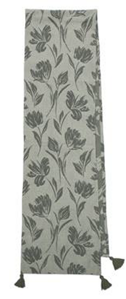PALM LANE FLORAL JACQUARD LINEN COTTON TABLE RUNNER
