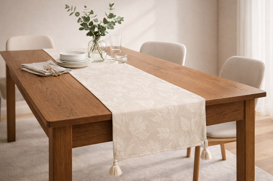 PALM LANE FLORAL JACQUARD LINEN COTTON TABLE RUNNER