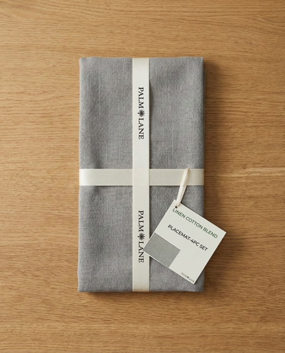PALM LANE SOLID LINEN COTTON TABLE PLACEMAT - 4PC SET