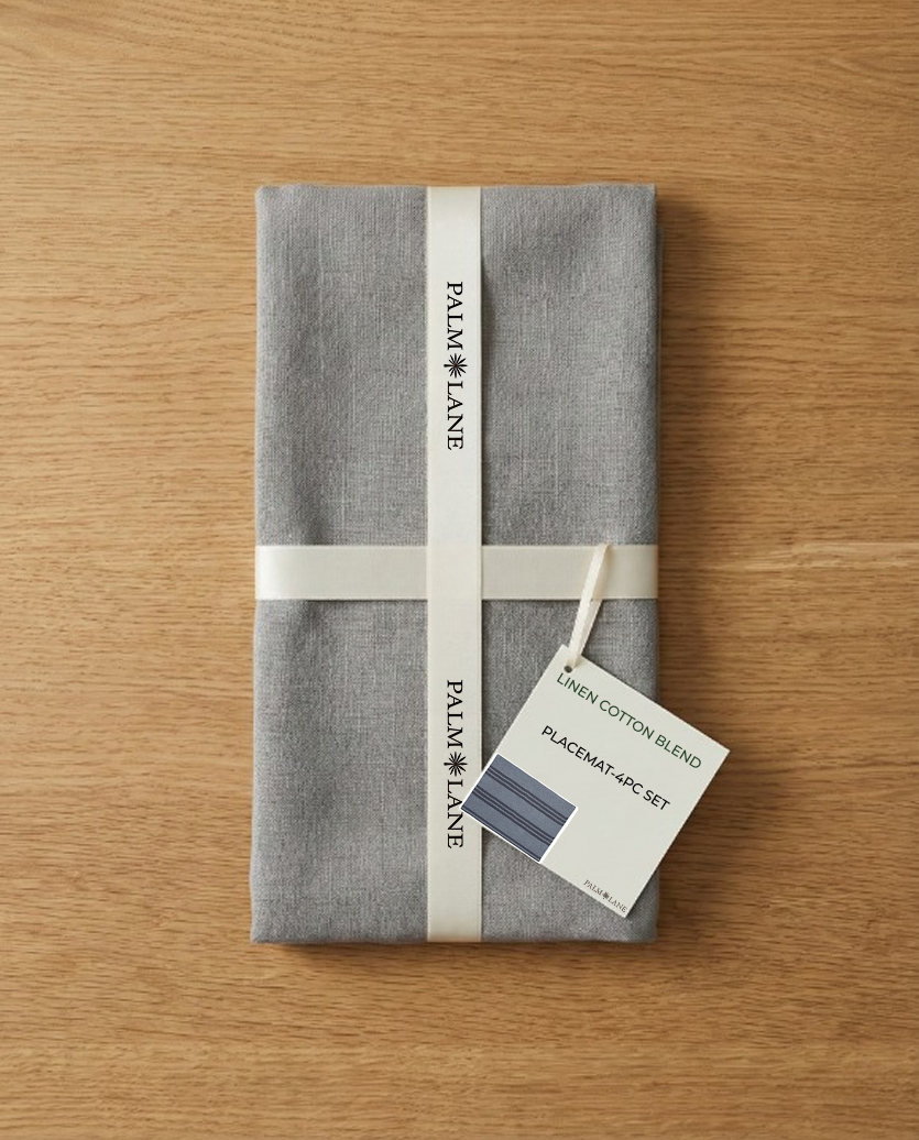 PALM LANE STRIPED LINEN COTTON TABLE PLACEMAT - 4PC SET