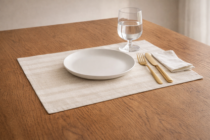 PALM LANE STRIPED LINEN COTTON TABLE PLACEMAT - 4PC SET