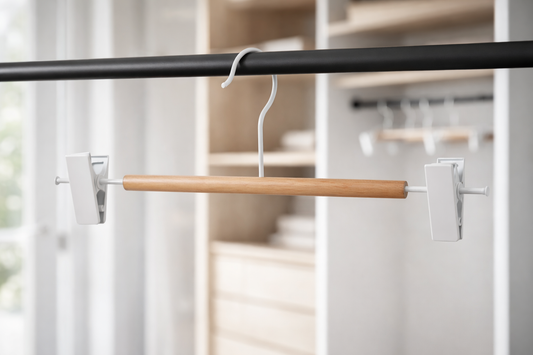 POWDER COATED METAL PANT HANGER WITH WOOD - 4PK