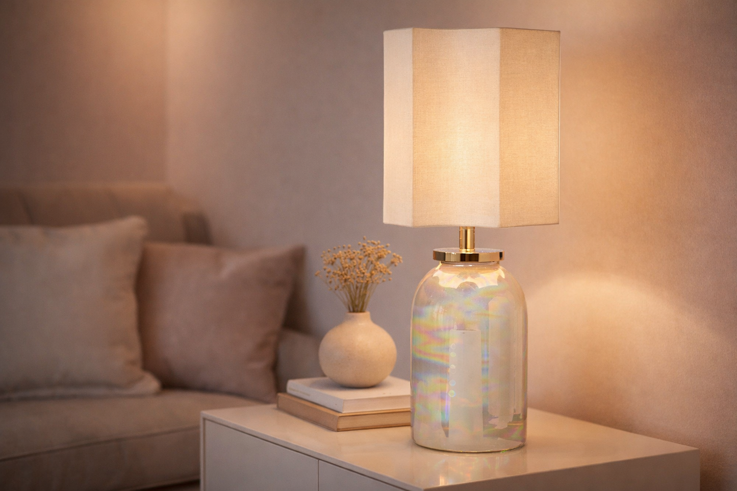 RAINBOW GLASS TABLE LAMP WITH SPECIAL SHADE