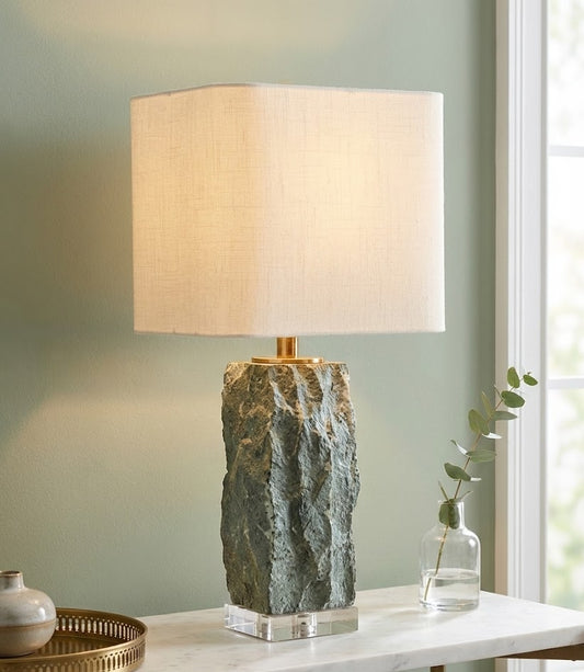 RAW MARBLE TABLE LAMP WITH ACRYLIC BASE