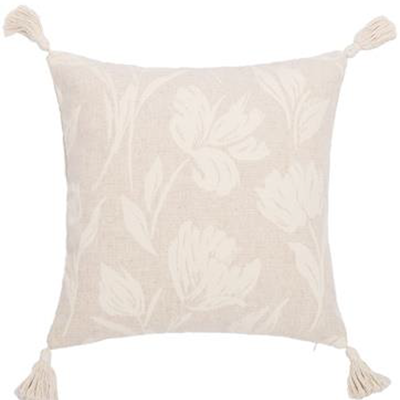 PALM LANE FLORAL JACQUARD LINEN COTTON CUSHION