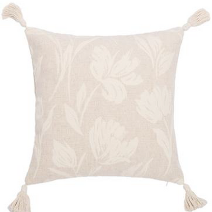 PALM LANE FLORAL JACQUARD LINEN COTTON CUSHION
