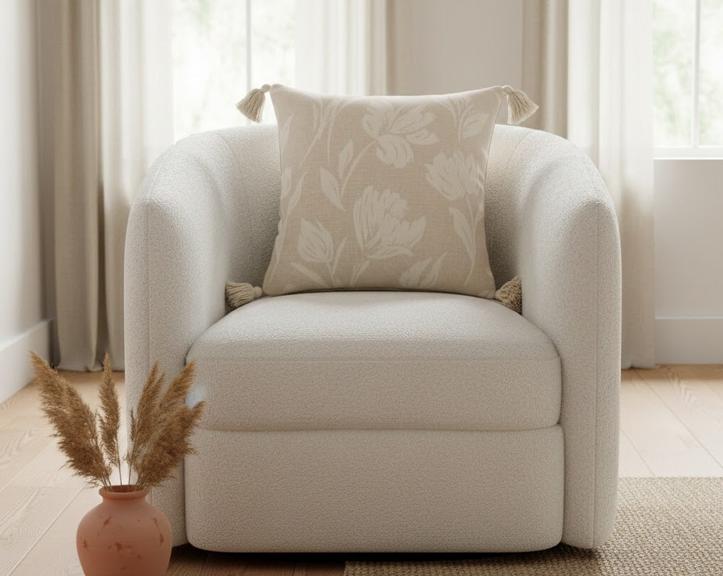 PALM LANE FLORAL JACQUARD LINEN COTTON CUSHION