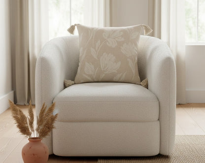 PALM LANE FLORAL JACQUARD LINEN COTTON CUSHION