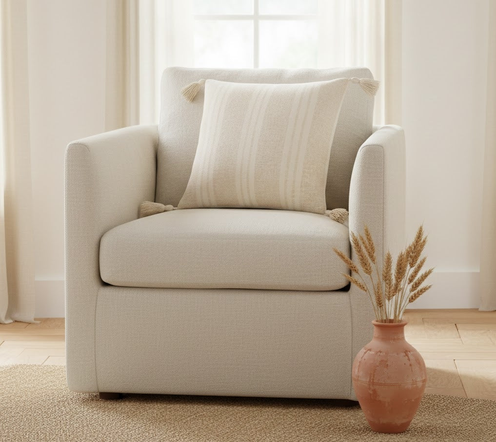 PALM LANE STRIPED LINEN COTTON CUSHION