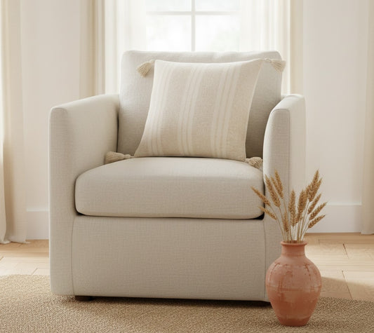 PALM LANE STRIPED LINEN COTTON CUSHION