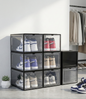 STACK UP TRANSPARENT SHOE BOX BLACK - 4 PC
