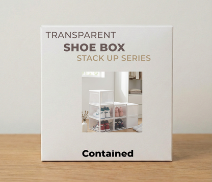 STACK UP TRANSPARENT SHOE BOX BLACK - 4 PC