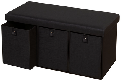 FOLDING STORAGE OTTOMAN WITH 3 DRAWERS
