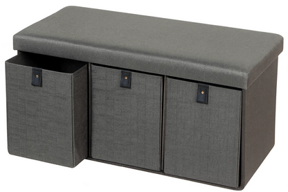 FOLDING STORAGE OTTOMAN WITH 3 DRAWERS