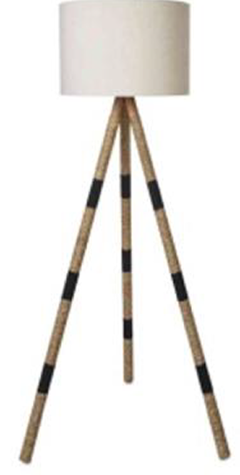 STRIPED SEAGRASS WRAPPED FLOOR LAMP
