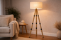 STRIPED SEAGRASS WRAPPED FLOOR LAMP