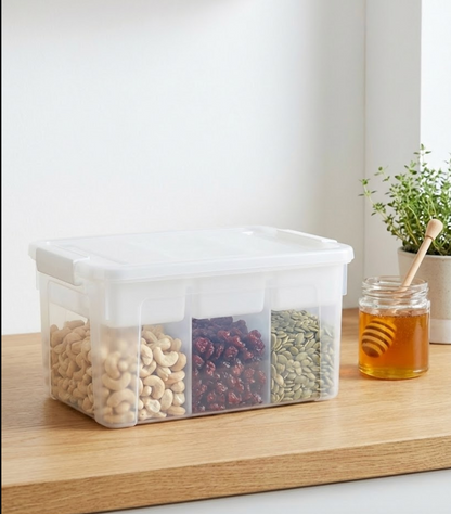 CLEAR STORAGE WITH COMPARTMENT TOP SHELF - 30L