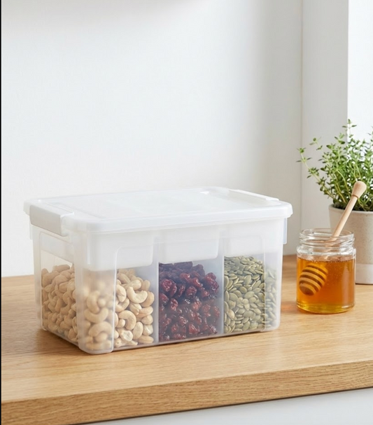 CLEAR STORAGE WITH COMPARTMENT TOP SHELF - 30L