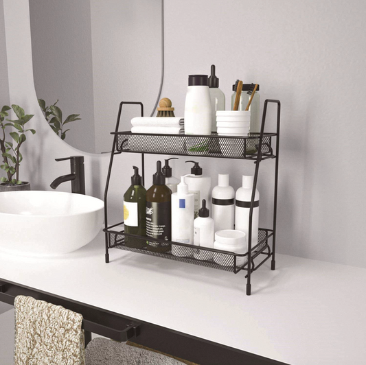 2 TIER MESH METAL COUNTER STORAGE  RACK