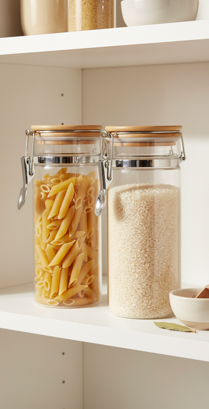 2 PC GLASS JAR W/ LEVER 780ML