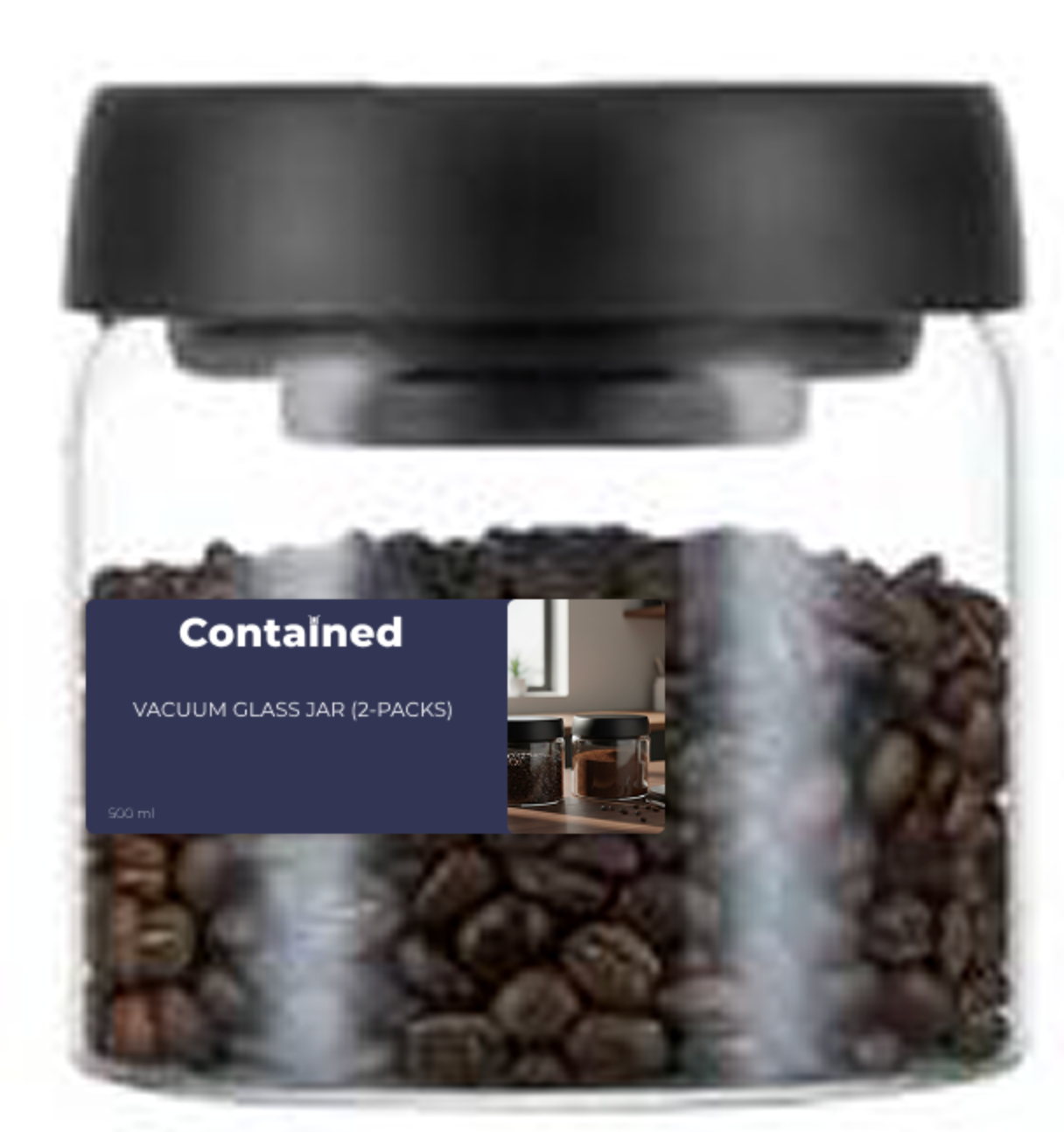 2 PC VACUUM GLASS JAR 500ML