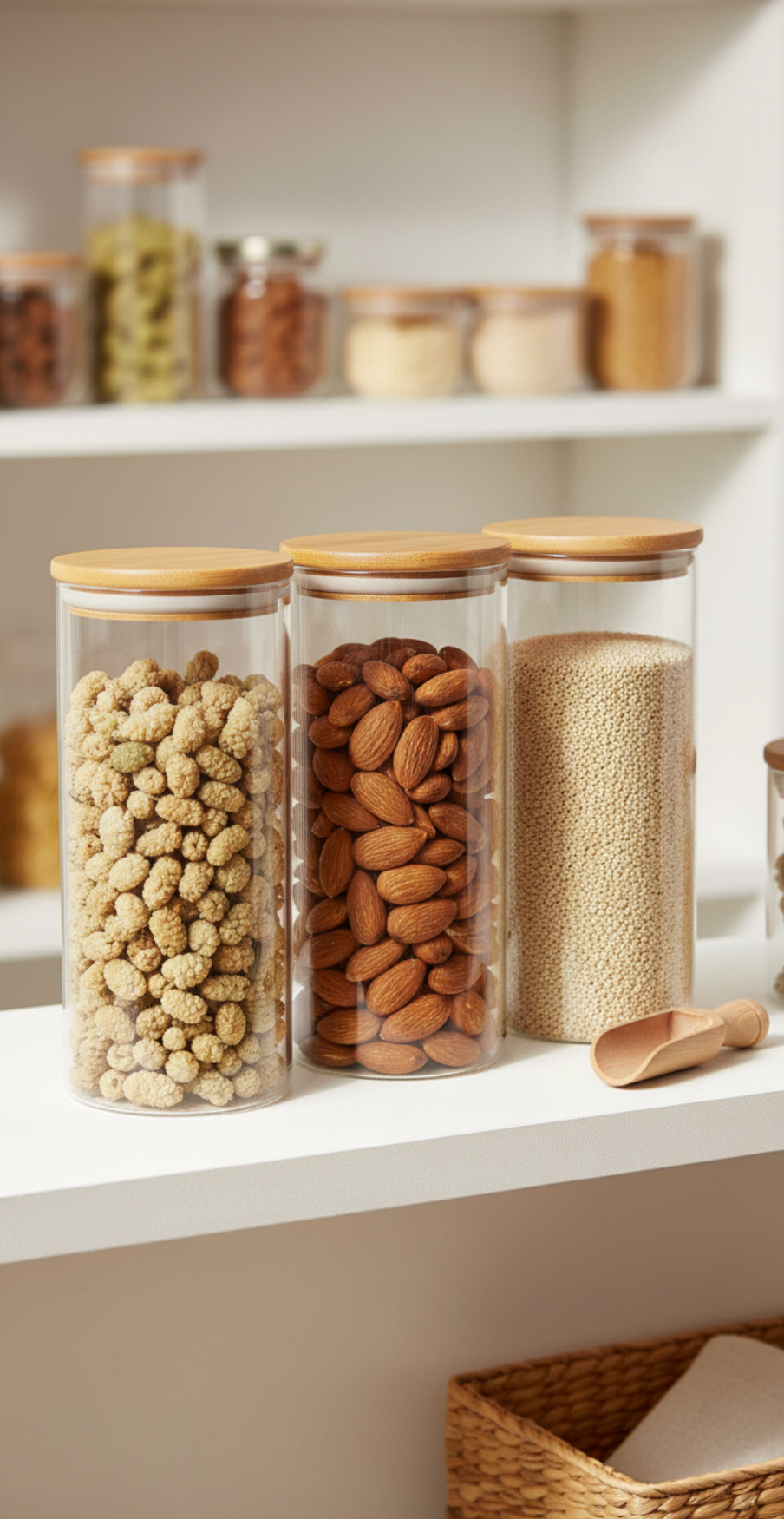 3 PC BAMBOO TOP GLASS CONTIANER 1400ML