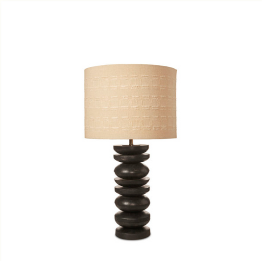 Blackwash Wooden Table Lamp With Boho