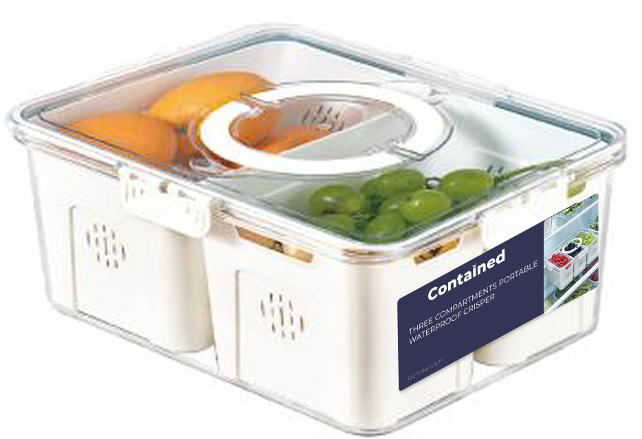 THREE COMPARTMENTS PORTABLE WATERPROOF CRISPER