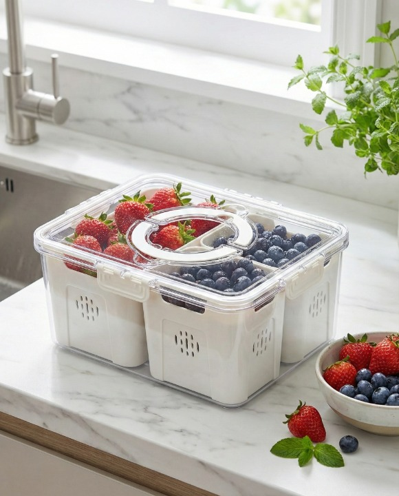 Two Compartments Portable Waterproof Crisper