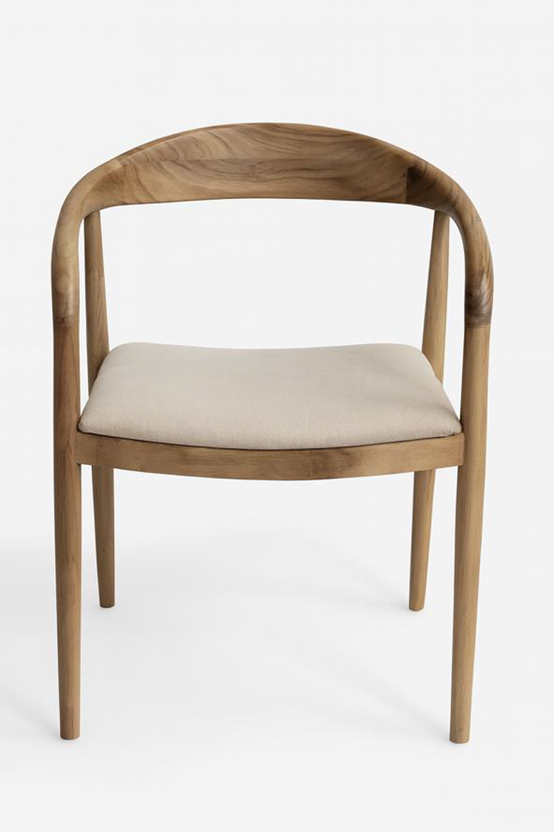 UPHOLSTERED SEAT CARVED WOOD DINING CHAIR