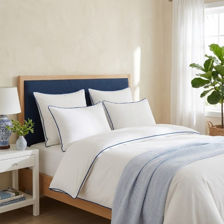 PALM LANE T1000 EMBROIDERED PIPING DUVET