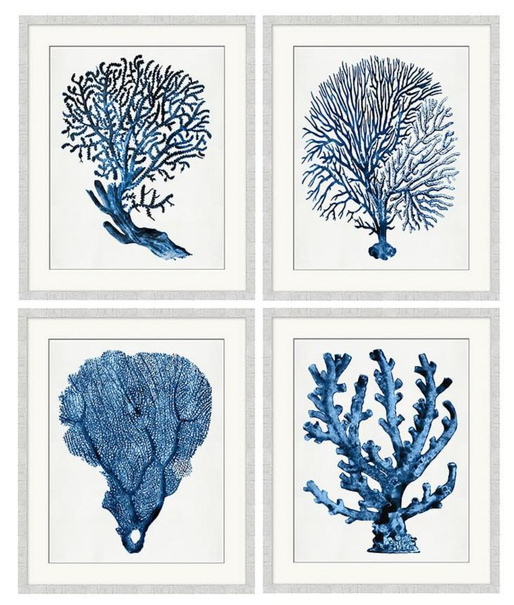 Wall Art Ð Indigo Coral Collection (4pc)