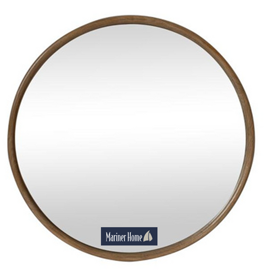 Wood Framed Circular Mirror