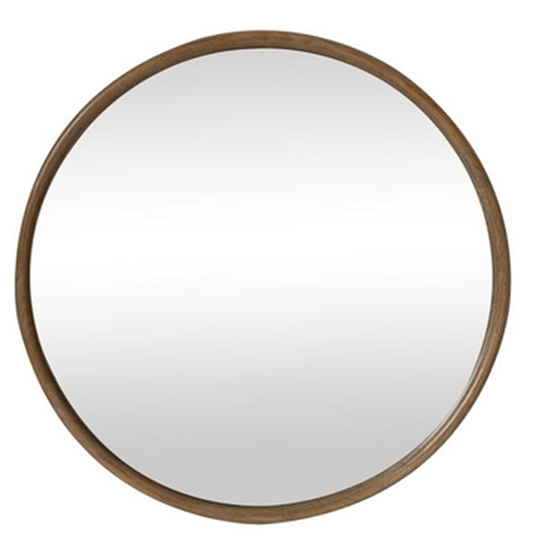 Wood Framed Circular Mirror