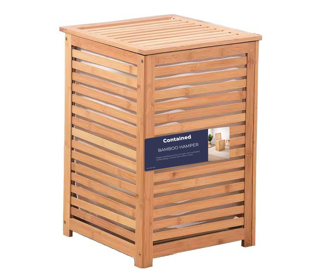 BAMBOO SLATTED LAUNDRY HAMPER