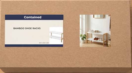 BAMBOO FRAME SHOE RACK WHITE SLATTED 2 LAYER