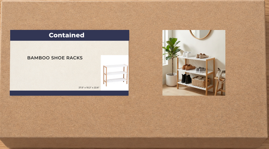BAMBOO FRAME SHOE RACK WHITE SLATTED 3 LAYER