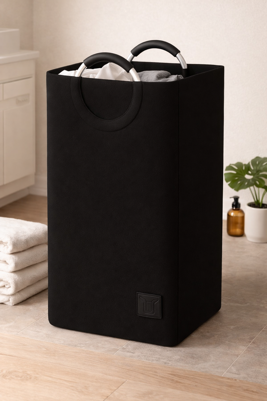 FABRIC LAUNDRY HAMPER TOTE WITH ROUND HANDLE