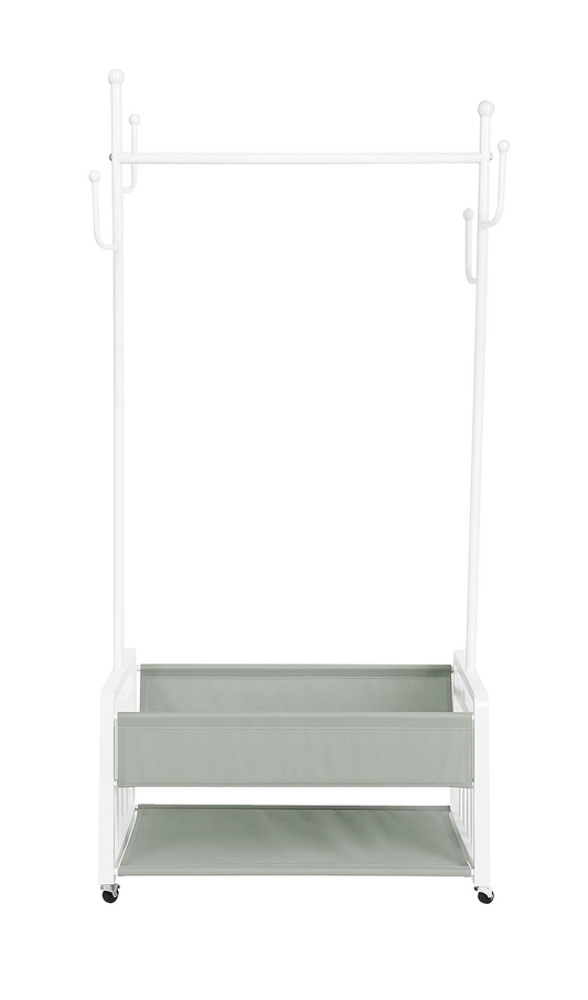 METAL CLOTHING RACK ON WHEELS WITH PU SHELF