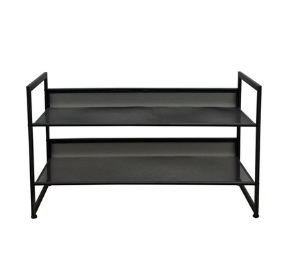 2-TIER STACKABLE MESH METAL SHOE RACK